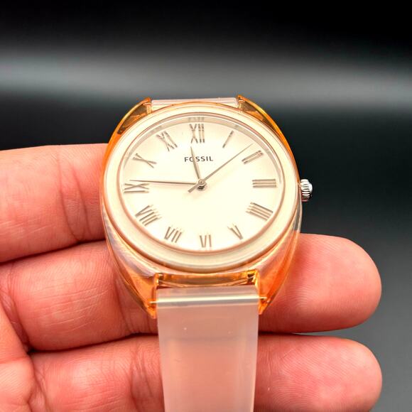 Fossil Womens ES4856 Jude 38mm Peach Silicone Three Hand Quartz Watch NIBWT - Picture 6 of 14